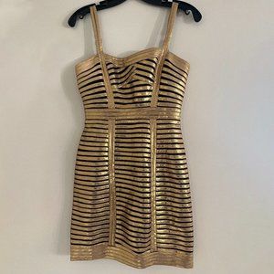 Herve Leger Beret Strip Cocktail Dress (2018)